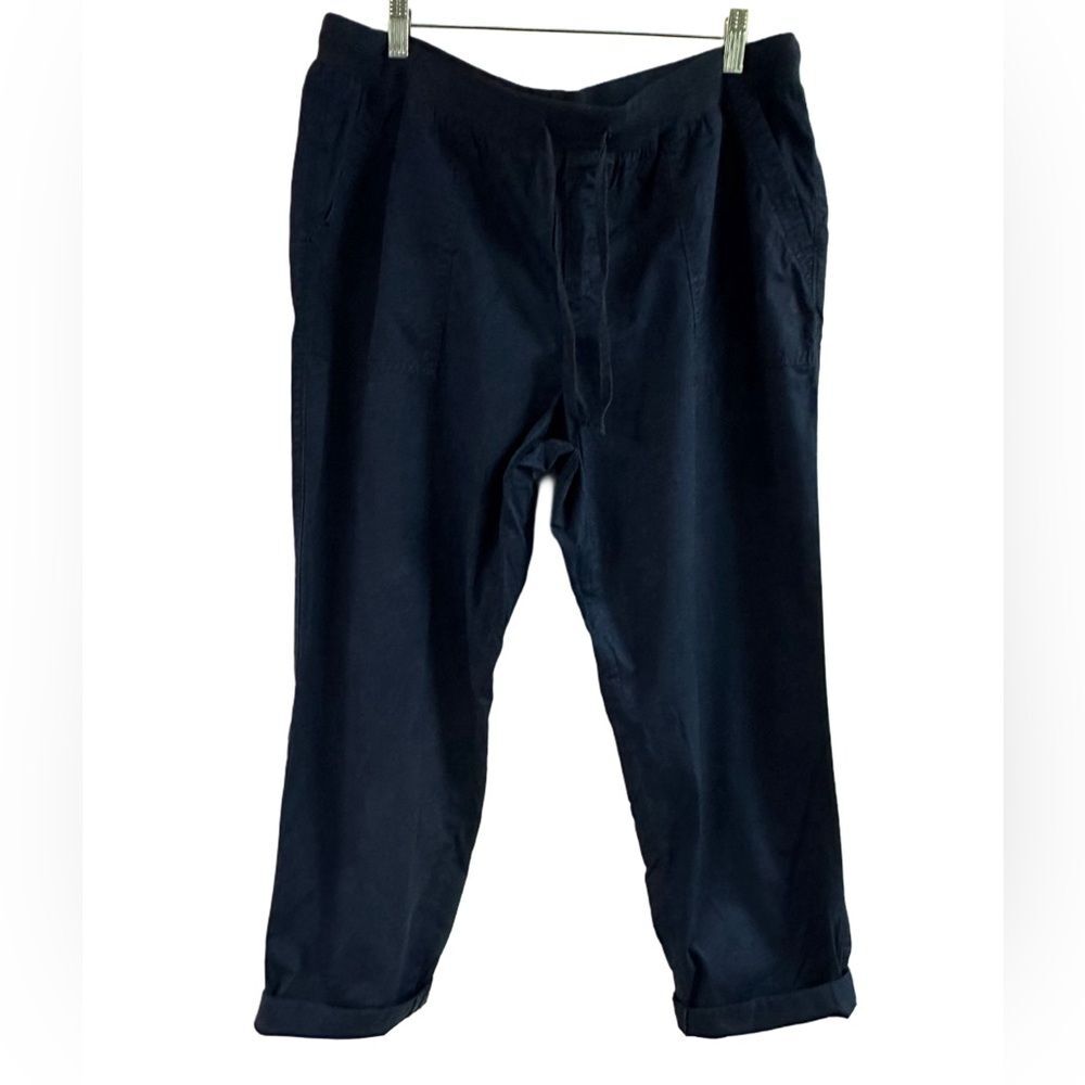 Talbots Woman Blue Lightweight Cotton Ankle Pants with Drawstring Waist 14W